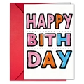 Creative neon birthday card set with bold hand-painted artistic text and a red envelope - White Bold Colored Artistic Font Card (T020402118)