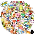 Set of 100 vibrant cartoon animal stickers featuring pandas and elephants for luggage decoration - Cute Forest Animals Large Set (BP-0000711)