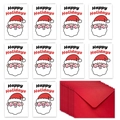 Pack de 10 tarjetas de Navidad de Papá Noel con 10 sobres rojos para celebraciones - Ilustración Cartoon Papá Noel Y Trineo (T02040128)