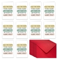 Set of 10 funny greeting cards with red envelopes featuring minimalist humor text - Cold Humorous Quote (T02040269)