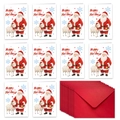 Tarjetas de Navidad con ilustraciones de Papá Noel y sobres rojos a juego - Ilustración Acogedora Papá Noel Y Carnero (T02040129)