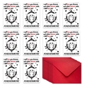 Set di 10 biglietti romantici di San Valentino con teschi e buste rosse coordinate - Stile Scheletri che si Guardano (T02040159)
