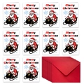 Pack de 10 tarjetas de Navidad con sobres, diseño de Papá Noel y texto de Merry Christmas - Ilustración Trineo De Navidad Y Copos De Nieve (T02040131)