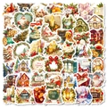 Set de pegatinas navideñas retro en acuarela con Papá Noel y renos para decoración creativa - Estilo Navideño de Acuarela (T01042160)