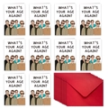 Set of 10 funny birthday cards with retro male illustrations and matching red envelopes - Humorous Portrait Style (T02040218)