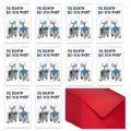 Détail de 10 cartes de la Saint-Valentin couple crâne avec enveloppes rouges romantiques - Style Art au Trait Rose Bleue (T02040162)