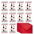 Pack de 10 tarjetas de cumpleaños divertidas tema vino con sobres rojos incluidos - Tema de Vino Tinto Humorístico (T02040188)