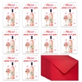 Vista plana de diez tarjetas de San Valentín con ilustración y sobres rojos - Estilo de Vino Rosado (T02040190)