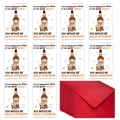 Set of 10 Valentine cards and red envelopes with vintage whiskey bottle illustrations - Whiskey Bottle Illustration Pattern (T02040185)