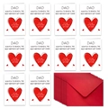 Detail van 10-delige Vaderdag kraskaartenset met rode enveloppen en hartontwerp - Rood Hart Interactieve Krasstijl (T02040234)