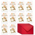 Set di 10 biglietti d'auguri natalizi con grazioso topo in tazza e buste rosse incluse - Stile Topo in Tazza da Tè (T02040106)