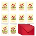 New home moving greeting card set with cartoon house design and red envelopes - Red Roof House Style (T02040053)