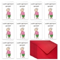 Lot de 10 cartes d'anniversaire drôles pour grand-mère et 10 enveloppes rouges - Style Mamie avec canne (T02040295)