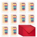 Set of 10 colorful birthday cards with HAPPY BIRTHDAY text and red envelopes - Colorful Candle Theme Style(T02040010)