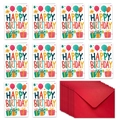 Set de 10 cartes d'anniversaire humoristiques pour seniors avec 10 enveloppes rouges - Style Anniversaire avec ballons (T02040296)