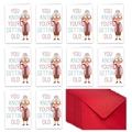 Set van 10 grappige wenskaarten met oma-illustratie en rode enveloppen erbij - Oud Worden Humor Stijl (T02040297)