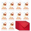 Lot de 10 cartes de Noël avec Père Noël à l'aquarelle et enveloppes rouges - Père Noël Conduit Un Traîneau (T02040114)