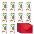 Set of 10 colorful polka dot Happy Birthday cards with matching red envelopes - Colorful Happy Birthday Balloon Style(T02040012)