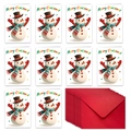 Disposición de 10 tarjetas de Navidad con muñecos de nieve y 10 sobres rojos - Merry Christmas Muñeco de Nieve Sombrero de Copa Confeti (T02040150)