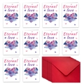 Set de 10 tarjetas de San Valentín Eternal Love con sobres rojos y tarjetas blancas - Estilo Corazón Cielo Estrellado Púrpura (T02040175)