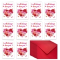 10-piece Valentine card set featuring I will always love you script and red envelopes - Rose Heart Style (T02040177)