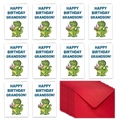 Set de 10 divertidas tarjetas de cumpleaños de dinosaurio para nieto con sobres rojos - Estilo de Dinosaurio (T02040290)