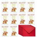Set di 10 divertenti biglietti d'auguri con scoiattolo e buste rosse, vista dettaglio - Stile Scoiattolo (T02040292)