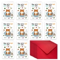 Bulk 10-pack set of cartoon cat get well cards with red envelopes and floral motifs - Orange Cat Recovery Style (T02040088)
