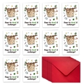 Close-up of 10 sloth recovery greeting cards and 10 red envelopes in a neat gift set - Sloth Healing Style (T02040090)
