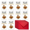 Detail of 10 funny Thanksgiving turkey greeting cards with vibrant red envelopes - Turkey Style (T02040284)