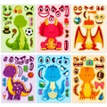 6-pack cute dinosaur DIY stickers for kids, creative make-a-face puzzle sheets for children - Dinosaur DIY Sticker Set (T01042854)