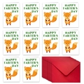 Funny Father's Day card set with cartoon fox illustration and 10 red envelopes - Fox Style (T02040285)