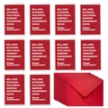 Funny anniversary card set with 10 red envelopes featuring annual marriage review text - Humorous Marriage Review Style (T02040101)