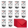 Detalle del set de 10 tarjetas de pareja de esqueletos románticos y sobres rojos - Diseño de Pareja de Calaveras Enmarcado(T02040154)