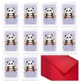 Detail of 10-pack panda birthday cards with red envelopes and festive cake illustration - T02040014