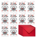 Vista detallada del set de 10 tarjetas de San Valentín de esqueletos con sobres rojos - Diseño de Calaveras Con Rosas Rojas(T02040155)