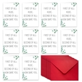Set of 10 folded farewell cards with eucalyptus design and red envelopes for colleagues - Eucalyptus Plant Style (T02040252)