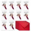Set di 10 biglietti d'auguri illustrati per sorelle con buste rosse coordinate incluse - Stile Illustrazione Matrimonio Sorelle (T02040208)