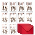 Set de 10 tarjetas románticas de esqueletos con sobres rojos y caligrafía fija - Calaveras Abrazadas Con Cita(T02040156)