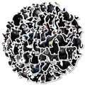 56Pcs cute black and white animal graffiti stickers for laptop and phone decoration - Black and White Animal Cartoon Stickers (T01042777)