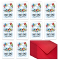 Set of 10 cartoon bird birthday cards with festive balloons and red envelopes - Bird Style (T02040016)