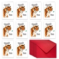 Tiger theme thank you card set with 10 cards and matching red envelopes for any occasion - Tiger Style (T02040063)