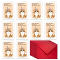 Funny cat birthday cards set with 10 illustrated orange cat cards and red envelopes - Cat Style (T02040013)