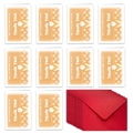 Floral thank you card set with 10 folded cards and red envelopes on white background - Tulip Illustration Style (T02040078)