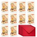 Set of 10 funny cartoon birthday cards with red envelopes featuring a shopping grandmother - Shopping Grandma Style (T02040046)