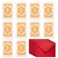Bulk set of 12 floral thank you cards with red envelopes for small business orders - Heart Wreath Style (T02040079)