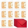 Close-up of floral thank you cards with red envelopes for business packaging - Daisy Line Style (T02040080)
