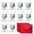 Set di biglietti d'anniversario con gufi a forma di cuore e buste rosse incluse - Gufo Anniversario (T02040096)