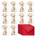 Set aus 10 festlichen Weihnachtskarten mit süßen Katzen und roten Umschlägen - Weihnachtskatze Klettergerüst Stil / Grußkarten Und Umschlag Set
