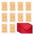 Detail view of 10 floral thank you cards with red envelopes for business support - Floral Circle Support Style (T02040081)